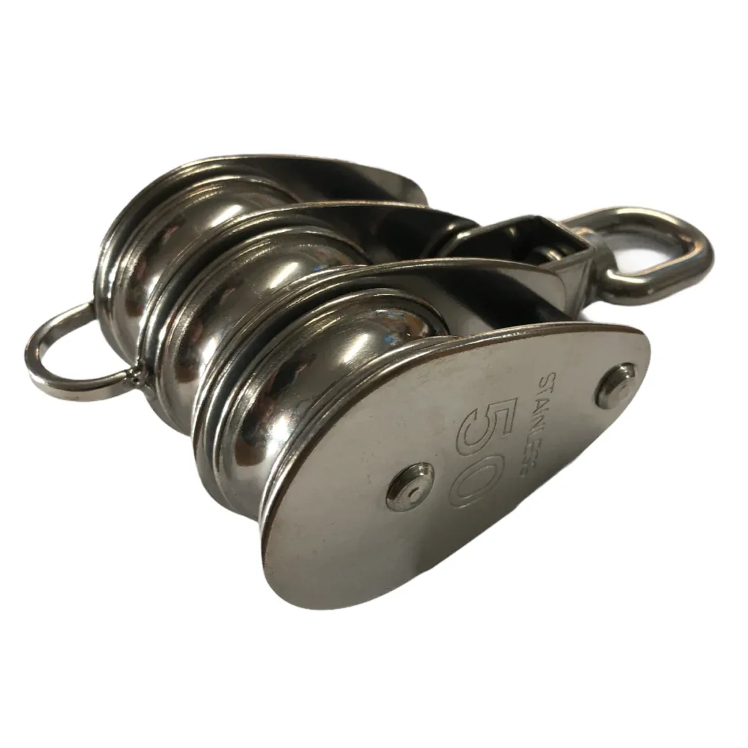 New 50mm Double Swivel Pulley Block | Galvanised Steel Rigging Block For Ropes